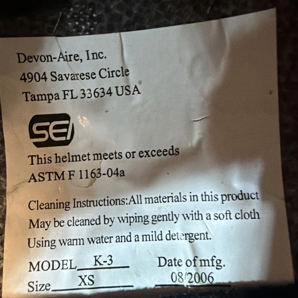 DEVON-AIRE Aegis Model K-3 Riding Helmet~ Size X-small, VelvetBlack Adjustable.